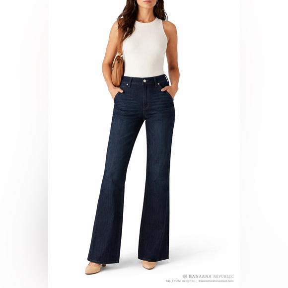 Banana Republic Denim - Banana Republic Wide Leg Dark Wash Stretch Jeans 30/10 • Long 34” Inseam